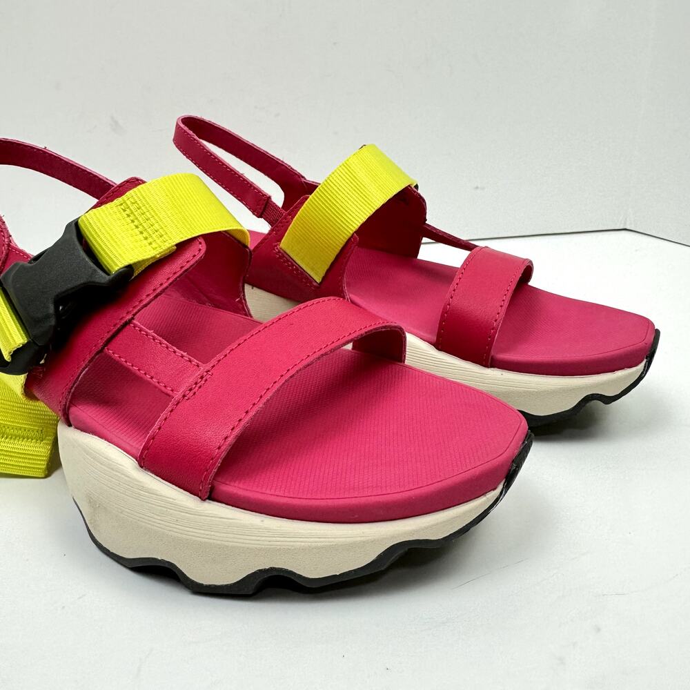 NEW Sorel Kinetic Impact Pink & Neon Yellow Outdoor Performance Sling Sandals - Picture 9 of 13